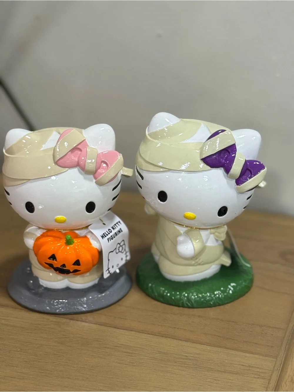 Hello Kitty Halloween 2 mummy Figurine Set - White with Pink & Purple Accents